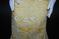 European Linen 100% Natural Fiber Beautifull Ethnic Print 5oz Mustard Off White