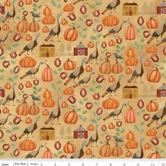 Riley Blake Bittersweet Farm by the 1/2 yard Fabric Country Turkey Gold Pumpkins
