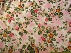 Beth Ann Bruske for David Textiles 100% Cotton Fabric Floral Pink & Cream 2 Yds