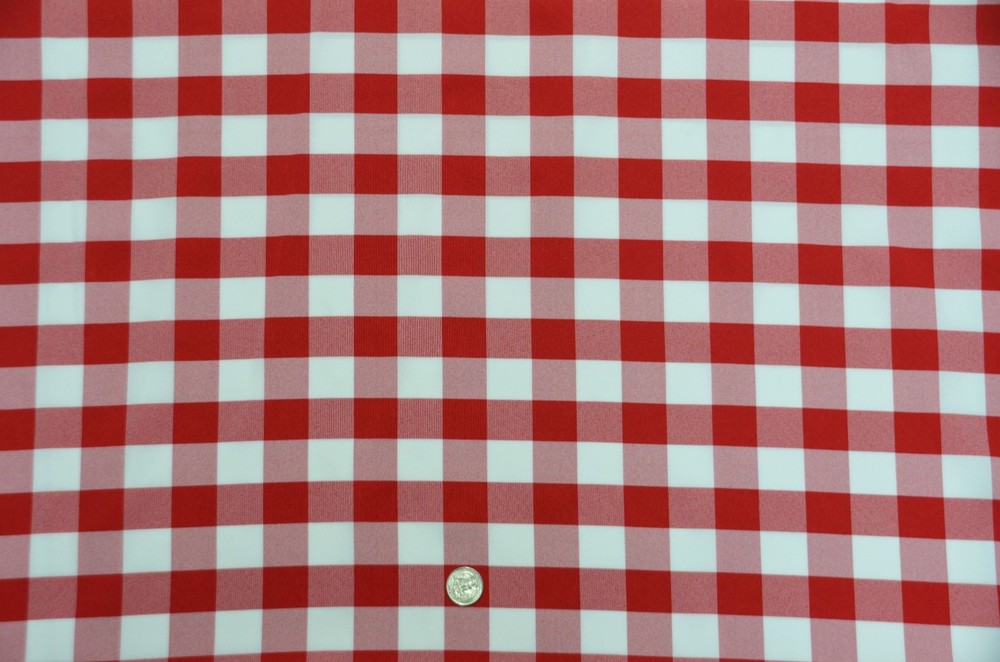 5 YARDS Red/WHITE 60″ Wide Poly Poplin 1″ Checkered Gingham Fabric tablecloth