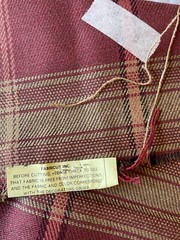Vintage Fabric Tartan Plaid Brandy Wine – Original Tag From Portugal – 3 PCs
