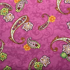 Pink Paisley Floral Cotton Fabric Yardage Boho Quilting Craft Sewing Material