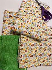 Bunnies & Carrots Easter Fabric by Singer + Coordinating Green Fabric- 12 + YDS