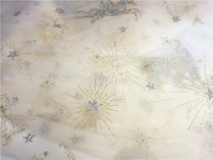 1YD Lace Fabric Illusion Star Moon Horse Silver Sequin Gold Glitter Tulle Fabric
