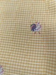 Heavy Yellow and Gold Gingham Check Fabric 2 Yards W/Raised Roosters & Wire.