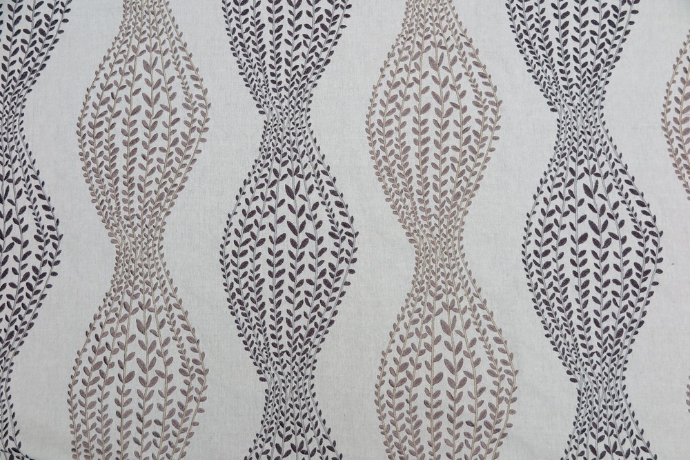 HARLEQUIN CURTAIN FABRIC DESIGN “Betula” 3 METRES SLATE & CHOCOLATE EMBROIDERED