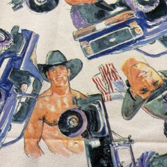 Sexy Country Men Cotton Flannel Fabric Shirtless Cowboys Trucks Flags