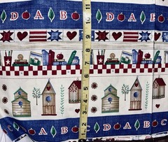 VTG Books Alphabet Checkered Birdhouses Border Stripes Oakhurst Textiles BTFQ