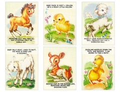 Set of 6 Vintage Retro Children’s Nursery Animals Cotton FABRIC Images