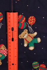 72″L x 44″W Cranston Schwartz Fabric Bears with Decorated Balloons on Dark Blue