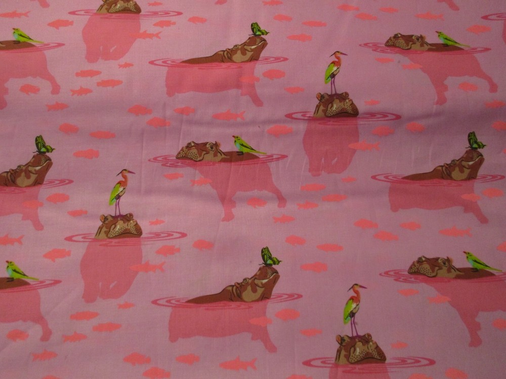 Tula Pink Cotton Fabric 1 Fat Quarter My Hippos Don’t Lie on Pink 18″ x 21