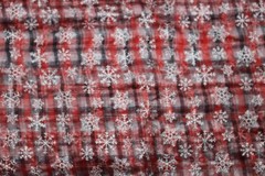 Snowflake Plaid Sheer Fabric 6+ Yards X 54 In Wide Red Sparkle Glitter Overlay