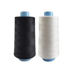 2 Spools Polyester 3000 Yards Sewing Thread Spools, 3000 yards, Black,White