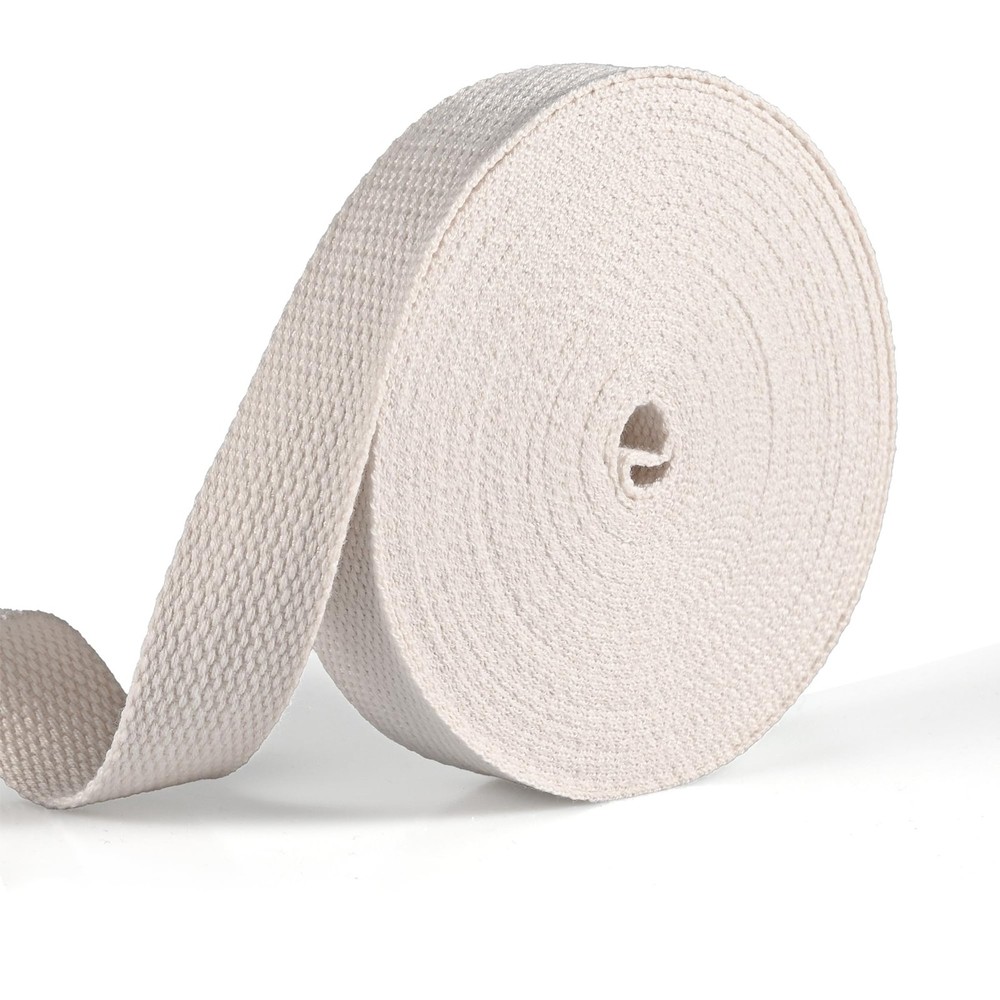 Cotton Webbing 1 Inch, 10 Yards Polyester Weave Ivory white