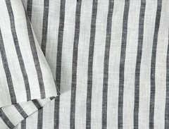 100% Linen Woven Fabric 51~52″ Wide 1 Yard Pre Cut Simple Stripe Black 6386