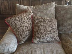 Drapery Upholstery Fabric Chenille Animal Print Leopard Tan Spots on Cream