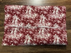 Vtg Fabric Toile de Jouy-Red and Beige Repeating Pattern 41in X 44in