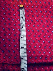VTG Tiny Ditzy CALICO RED w/ Pink & Blue Daisy Florals Cottagecore 22″x15″