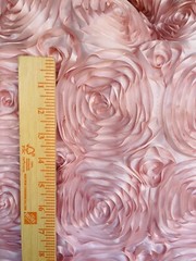 BLUSH Color 3D Rose Rosette Embroidery Satin 58″ width Fabric by the yard