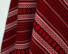 Decorative coverlet: Ukrainian ethnic Tablecloth PLAKHTA Red black white