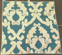 SAMARCAND Perato Damask in French Blue & White 17 x 17 1/2″ Woven Fabric Sample