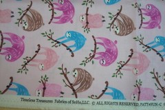 One yd Timeless Treasures SoHo Fabric Fun Sloth Pink Quilt Craft 44″ x 36″ BTY