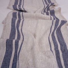 100% linen fabric 340gsm French stripes grain sack vintage green navy blue black