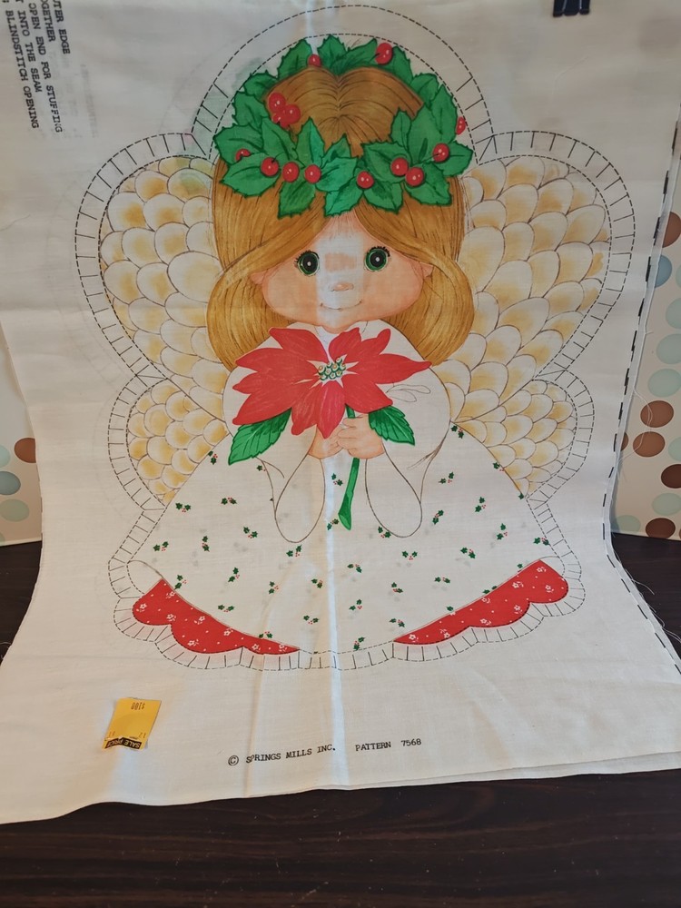 Spring Mills Christmas Angel Pillow Project Panels, Pattern 7568, VTG 1986
