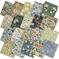 20 Pcs 10”x10” William Morris Flower Quilting Fabric Square Vintage Floral …