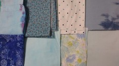 5 lb 4 oz Box of Assorted Fabric Scraps – Shades of Blue, Some Purple FSBTB98