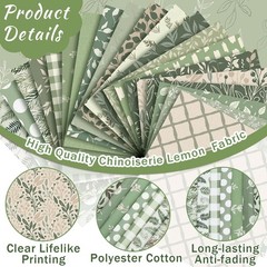 Sage Green Quilting Fabric Bundle – 20 Precut 10”x10” Squares for Patchwork