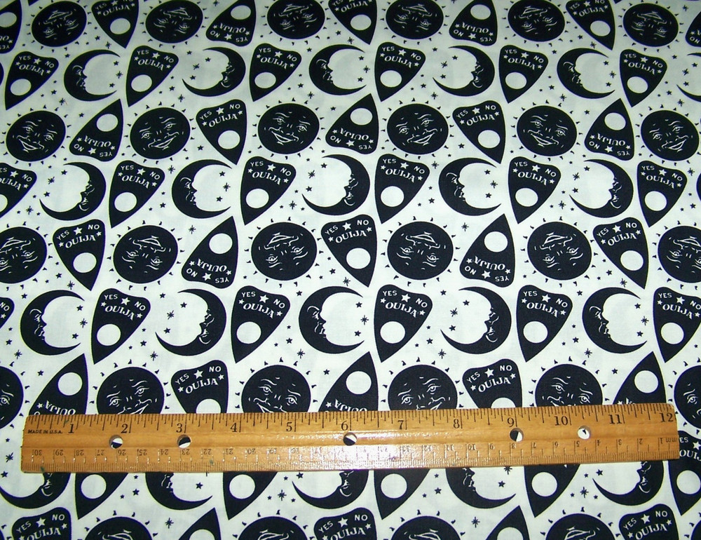 1 yd Camelot MYSTICAL PLANCHETTE & MOONS on IVORY 100% Cotton Fabric OUIJA