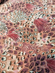VINTAGE Peacock Feathers Upholstery Fabric VELVETEEN? UNSURE 1980’s 36″ X 58″