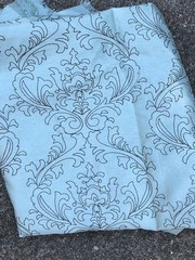 Fabric Remnant Light Blue Brown Damask Embroidered Inch Long 40” Wide