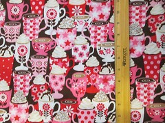 SPECIALTY COFFEE TEA CUPS DRINKS PINK COTTON FABRIC FQ