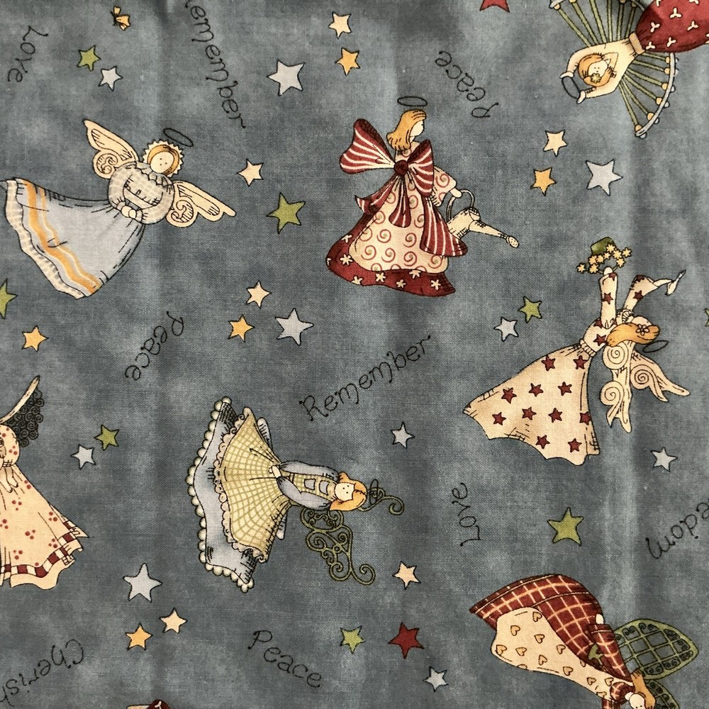 30” x 45” Wide – Angels on Blue Background with Multicolor Stars