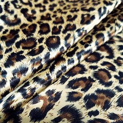 BROWN CHEETAH LEOPARD PRINT SATIN CHARMEUSE FABRIC 58″ BY THE YARD MOCHA SPOT