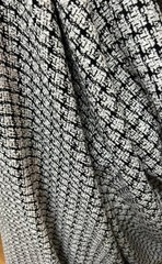 Woven polyester viscose black and white fabric 54” wide sold by the yard
