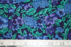 BLUE AND PURPLE FLOWERS ON NAVY – WINDSOR FROM HOFFMAN – 100% COTTON FABRIC