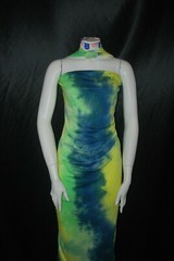 Rayon Spandex Tie-Dye Print Jersey Knit Fabric Teal Lime Yellow Combo 9 oz