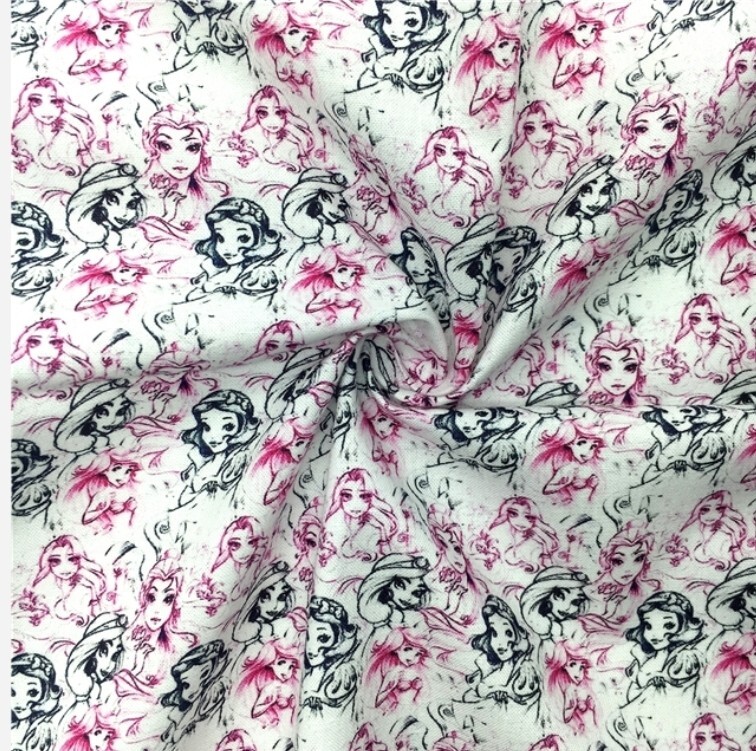Princess Movie cartoon Princesses 100% Cotton fabric 20″x55″ 1114268 Half Meter