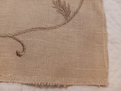 Randolph Alexander Linen Blend Floral Embroidered Fabric Samples Tan Blue Brown