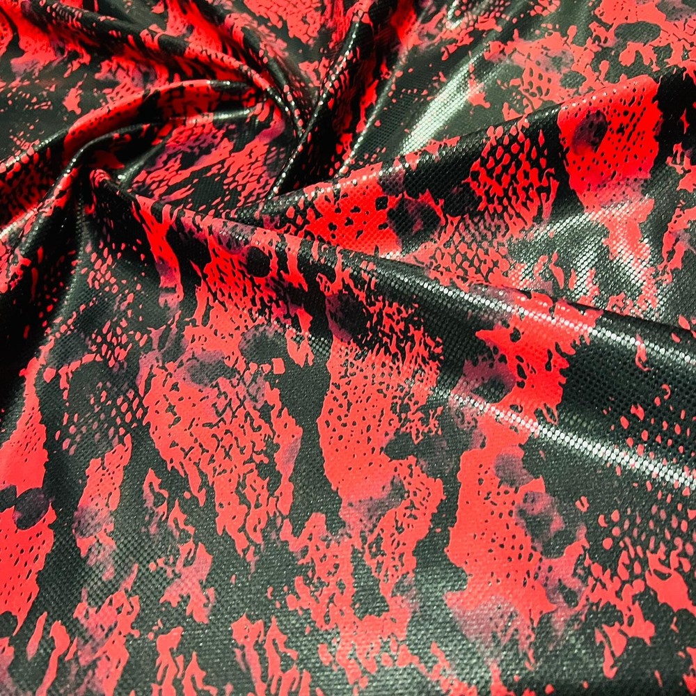 4 Way Stretch Fabric Red Snake Animal Print Spandex By Yard for Swimwear