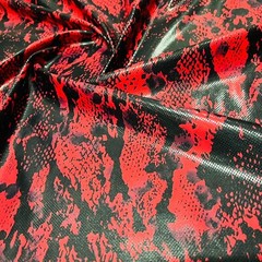 4 Way Stretch Fabric Red Snake Animal Print Spandex By Yard for Swimwear