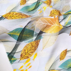 55” Wide By Yards Leaf Pattern Viscose Fabric Soft Rayon Cotton Material Summer