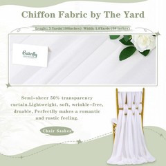 White Chiffon Fabric 5 Yards 58 Inch Wide Sheer Draping Wedding Backdrop Decor