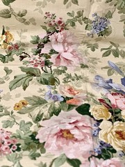 P. Kaufman Upholstery Curtain Fabric 2.75 Yards by 54”Cabbage Roses Linen Weave