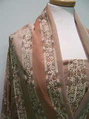 DESIGNER FABRIC COORDINATES TAUPE PEACH BROWN BEIGE OMBRE RICH EMBROIDERED BANDS