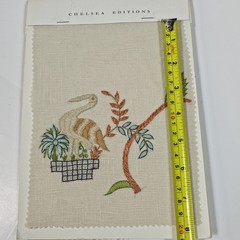 Chelsea Editions Embroidered Fabric Samples Lot of 8 Linen Textile Swatches
