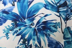 CHIVASSO CURTAIN FABRIC DESIGN “Jungle Like” 3.1 METRES BLUE LINEN BLEND